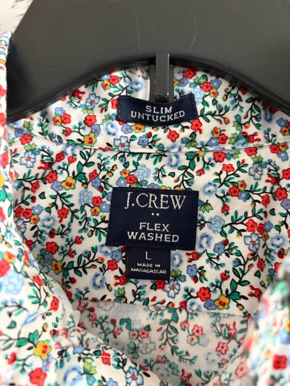 J Crew Slim Untucked Men's White Floral Button-Down Shirt